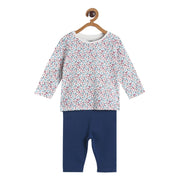 Pack of 2 top and knit bottom set - light blue & navy blue for 0-3 Months