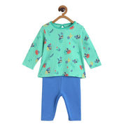 Pack of 2 top and legging set - green for 0-3 Months