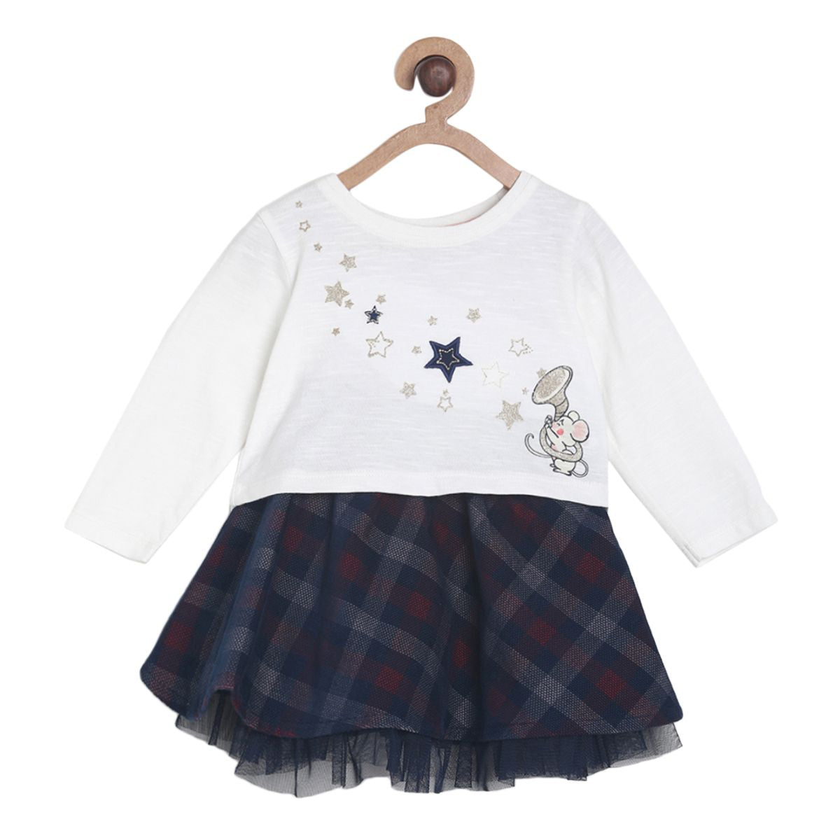 Pack of 2 top & skirt set - white & navy blue for 0-3 Months