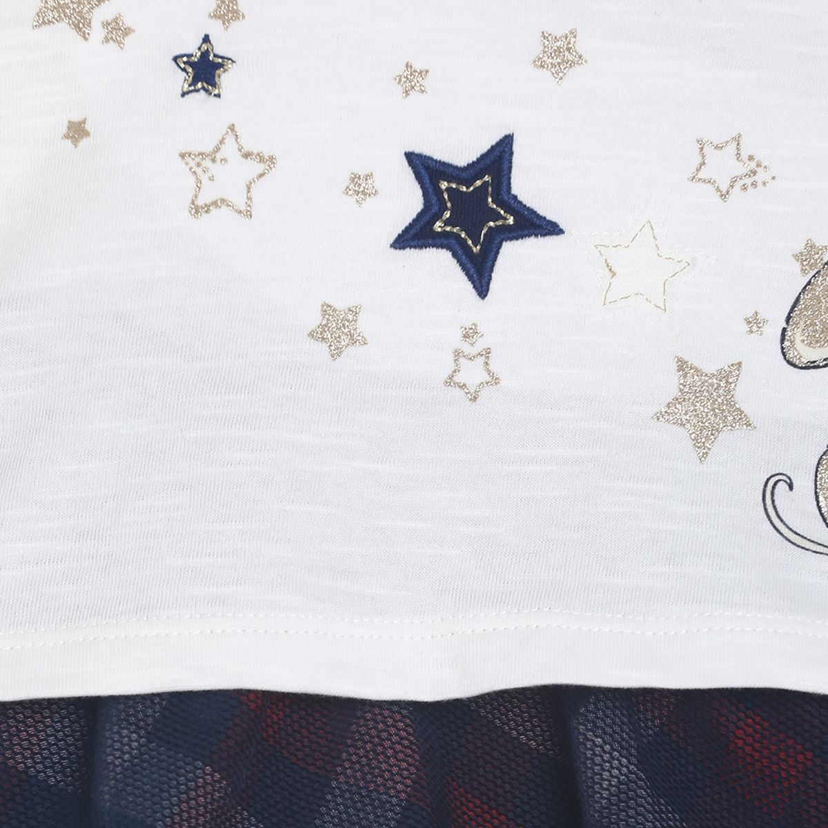 Pack of 2 top & skirt set - white & navy blue for 0-3 Months