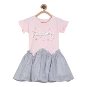 Pack of 1 mix media dress - pink for 3-6 Months