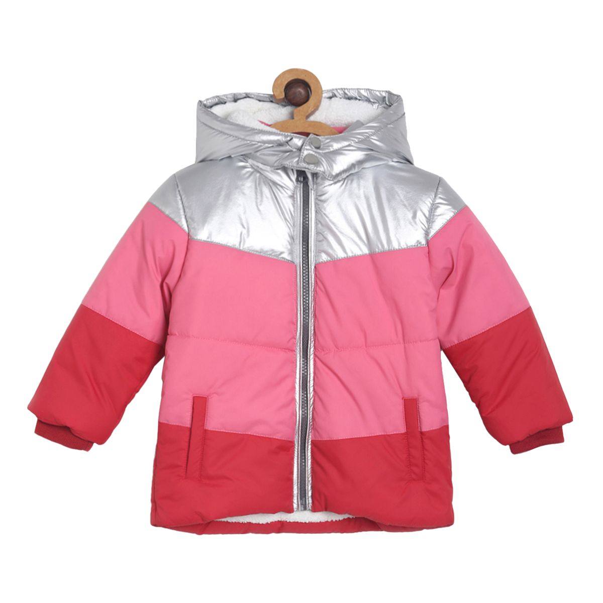 Pack of 1 woven jacket - silver & baby pink for 3-6 Months