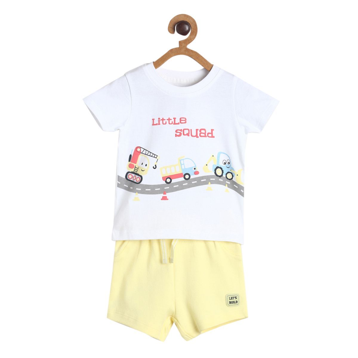 Pack of 2 tee and shorts set - light sky blue & bright yellow for 0-3 Months