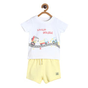 Pack of 2 tee and shorts set - light sky blue & bright yellow for 0-3 Months