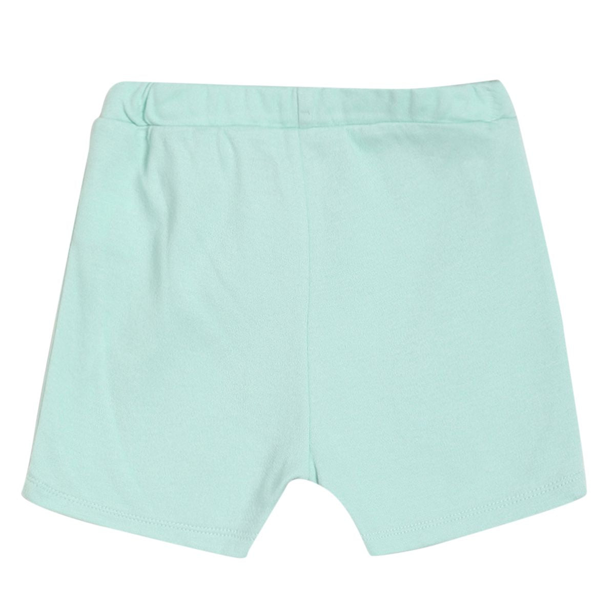 Blue Bodysuit With Growing Own Veg Graphic Paired With Pastel Green Knit Shorts