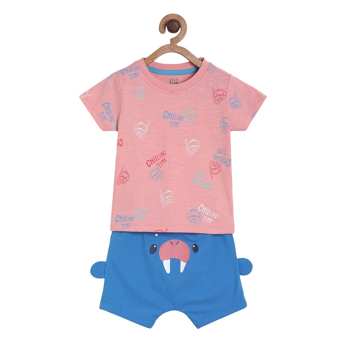 Pack of 2 tee and shorts set - lavender & bl;ue for 0-3 Months