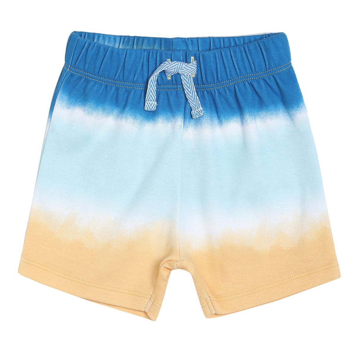 Yellow Panel Printed Tee With Tie Dyed Inspired Shorts