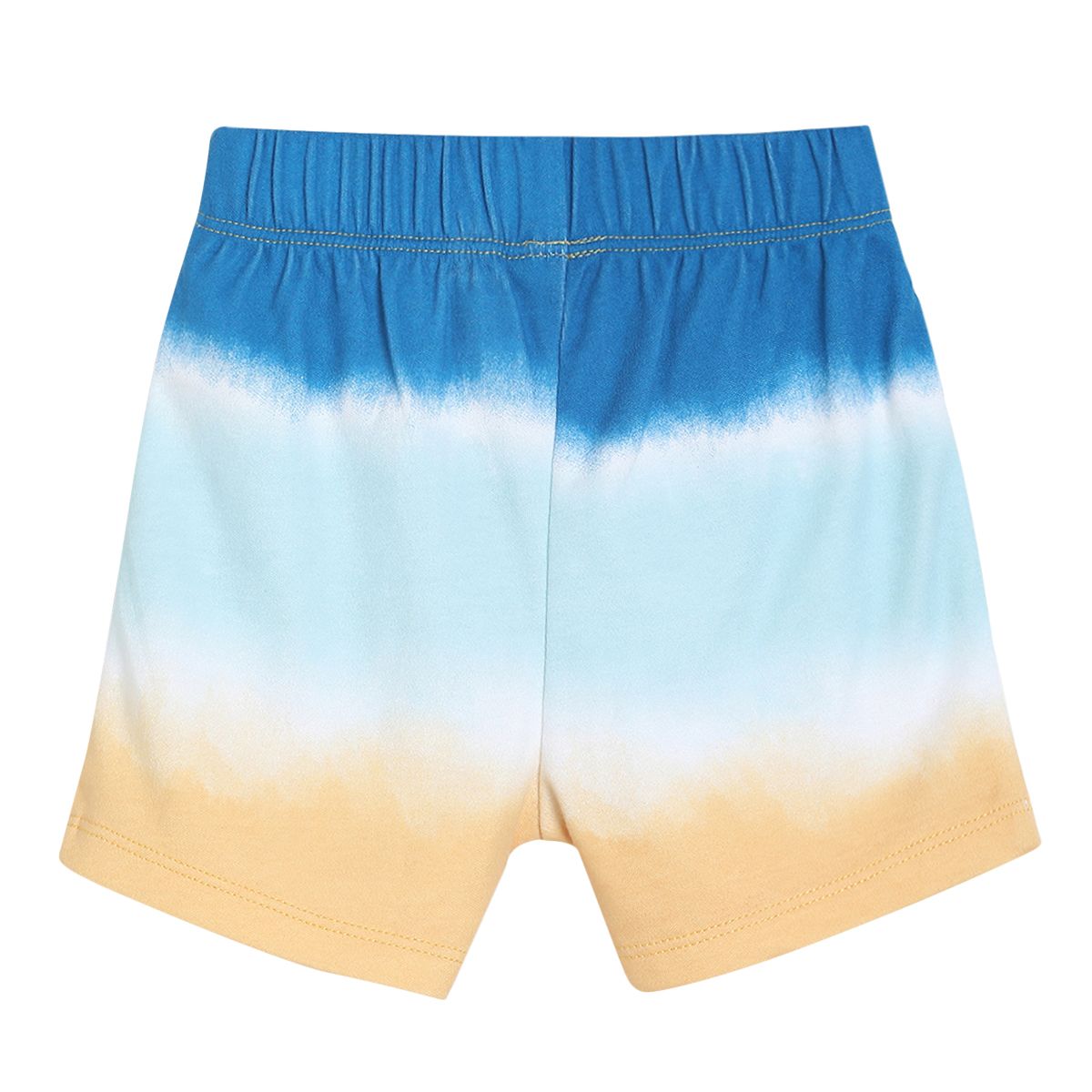 Yellow Panel Printed Tee With Tie Dyed Inspired Shorts