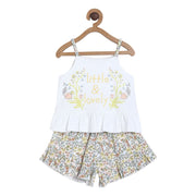 Pack of 2 top and shorts set - white & light blue for 0-3 Months