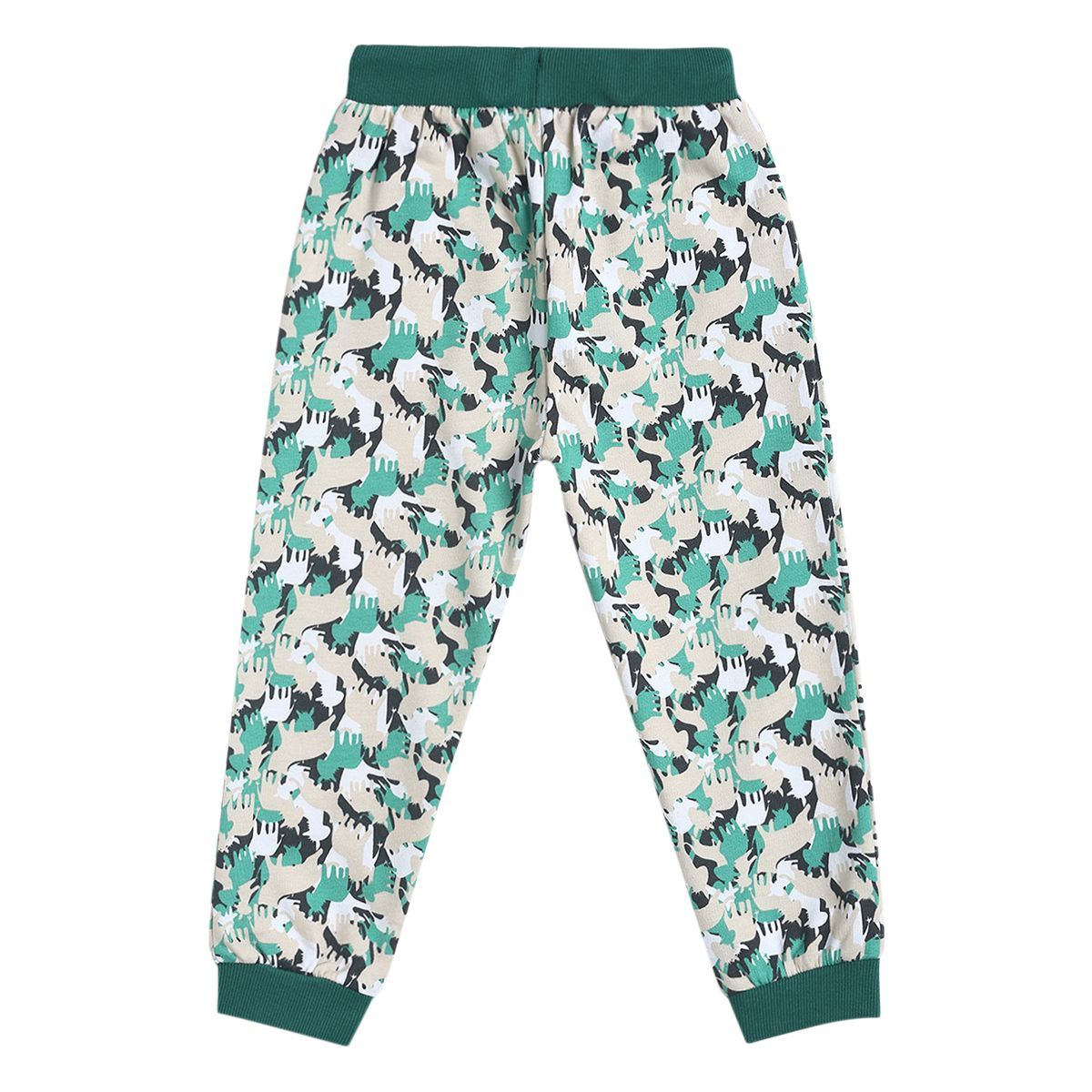 Pack of 1 knit jogger - white & emerald green for 3-6 Months