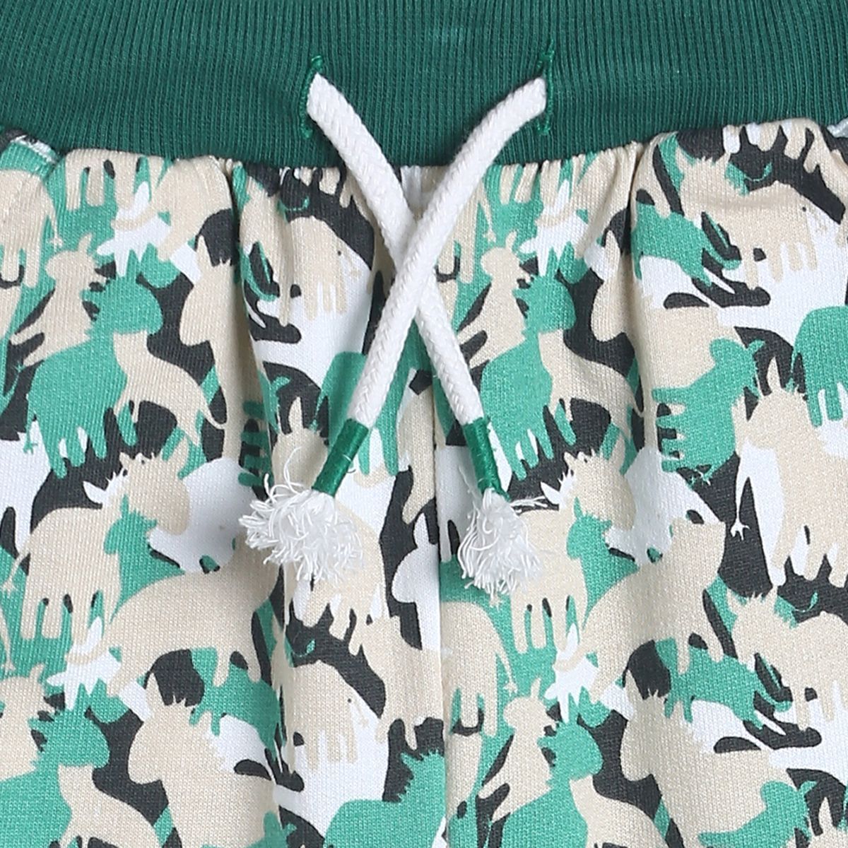 Pack of 1 knit jogger - white & emerald green for 3-6 Months