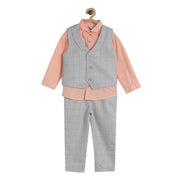 Pack of 4 coordinate set - grey & peach for 3-6 Months