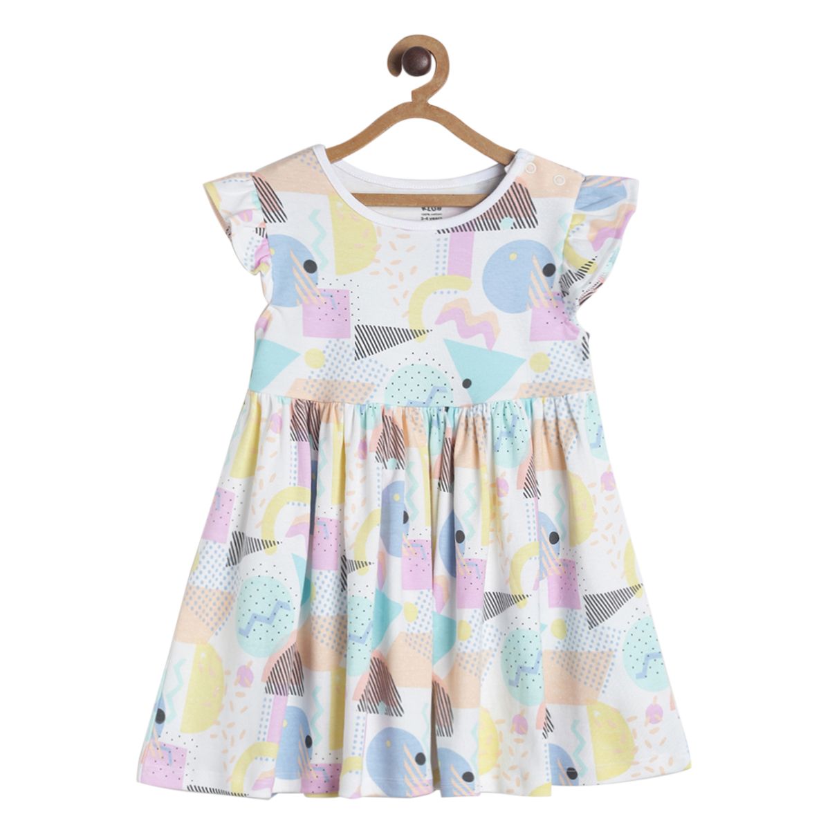 Pack of 1 knit dress - white & lavender for 3-6 Months