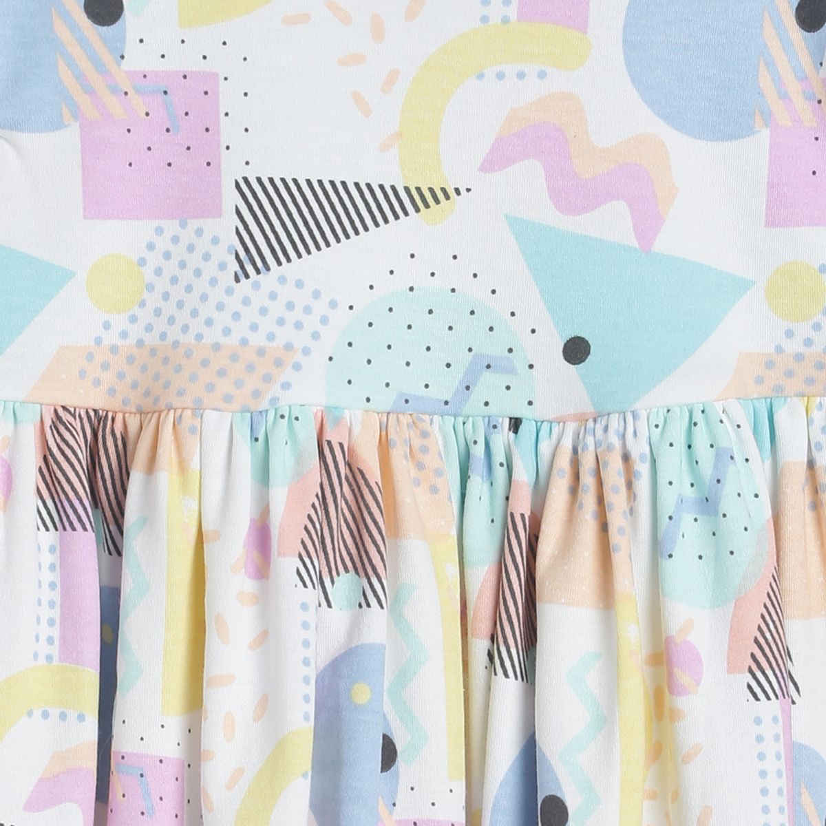 Pack of 1 knit dress - white & lavender for 3-6 Months