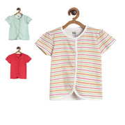 Pack of 3 front open vest - white & light brown for New Born