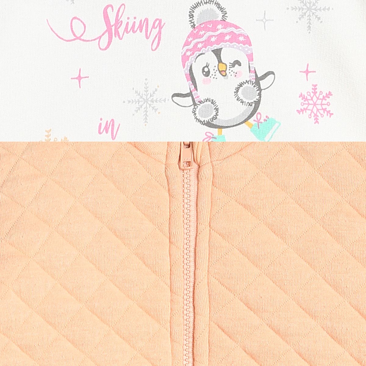 Pack of 3 jacket + top & bottom set - peach  & red for 3-6 Months