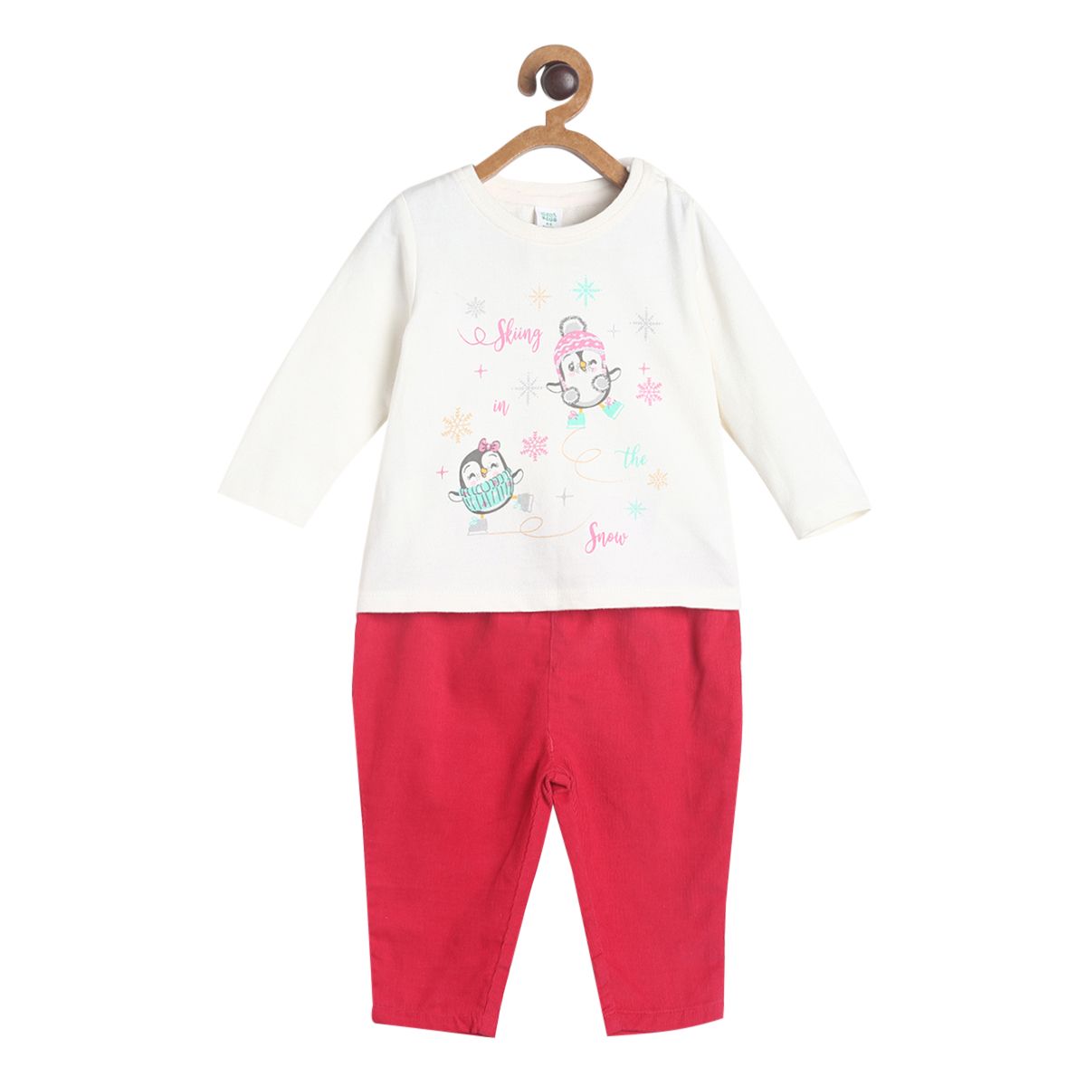 Pack of 3 jacket + top & bottom set - peach  & red for 3-6 Months
