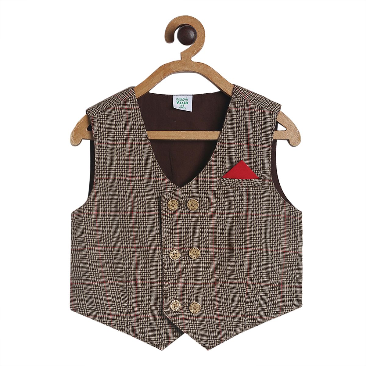 Pack of 4 waist coat with top& bottom set - sky blue & dark brown for 3-6 Months