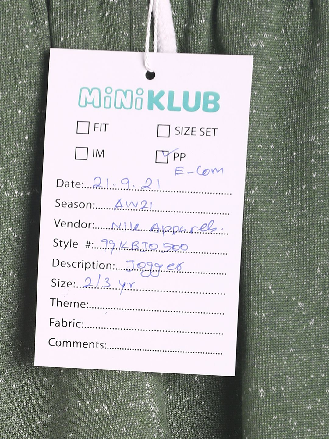 Pack of 1 knit jogger - olive for 3-6 Months