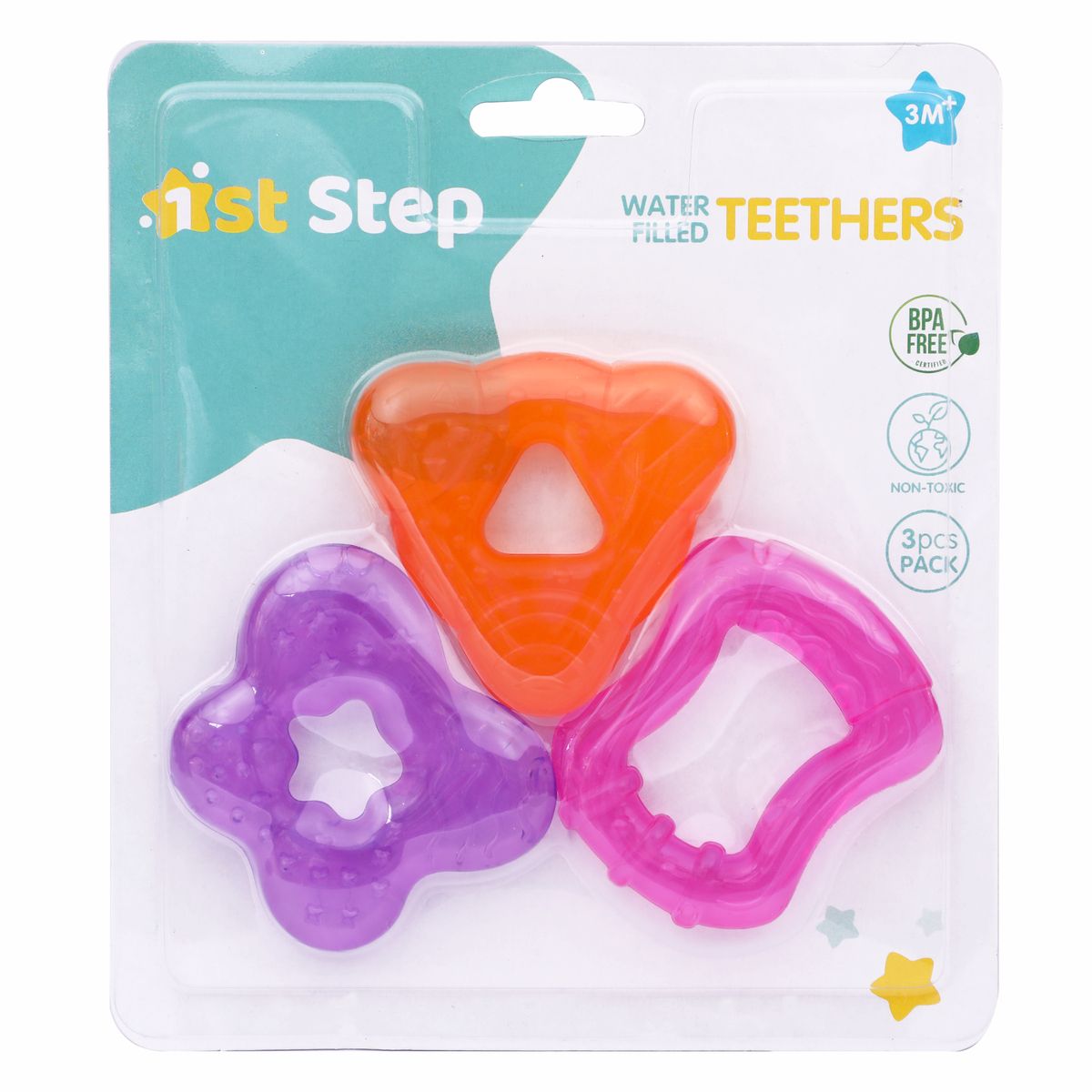 1st Step 3Pcs Pack Water Filled Multicolored Teether