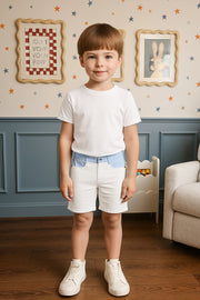 Boys White Elasticated Shorts