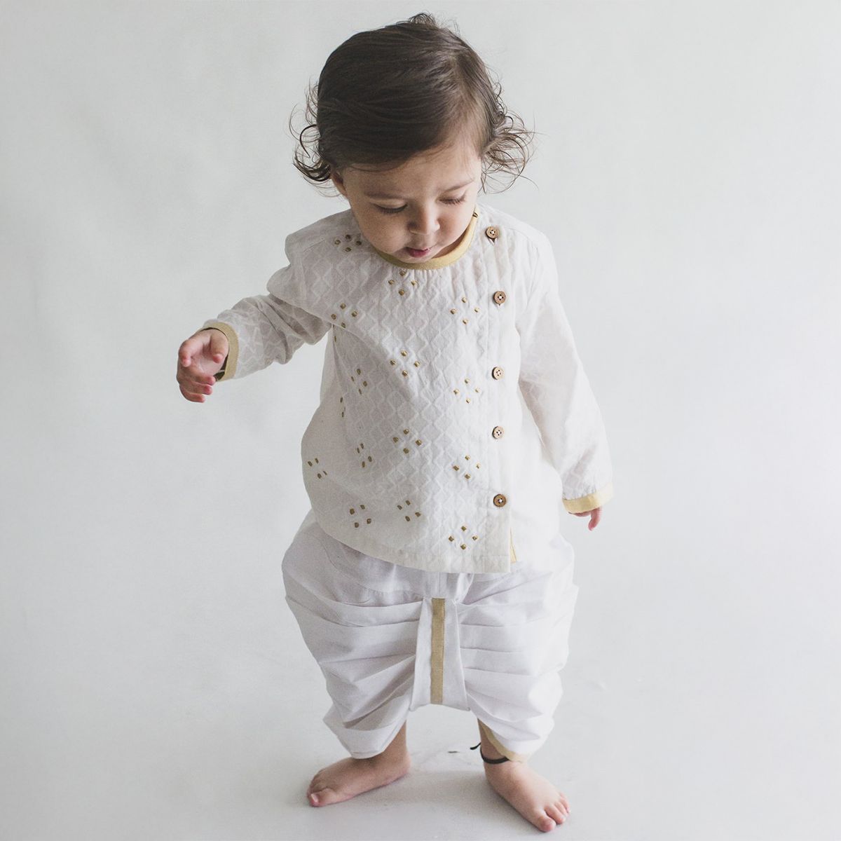 Tiber Taber Baby White Zz Dhoti Kurta