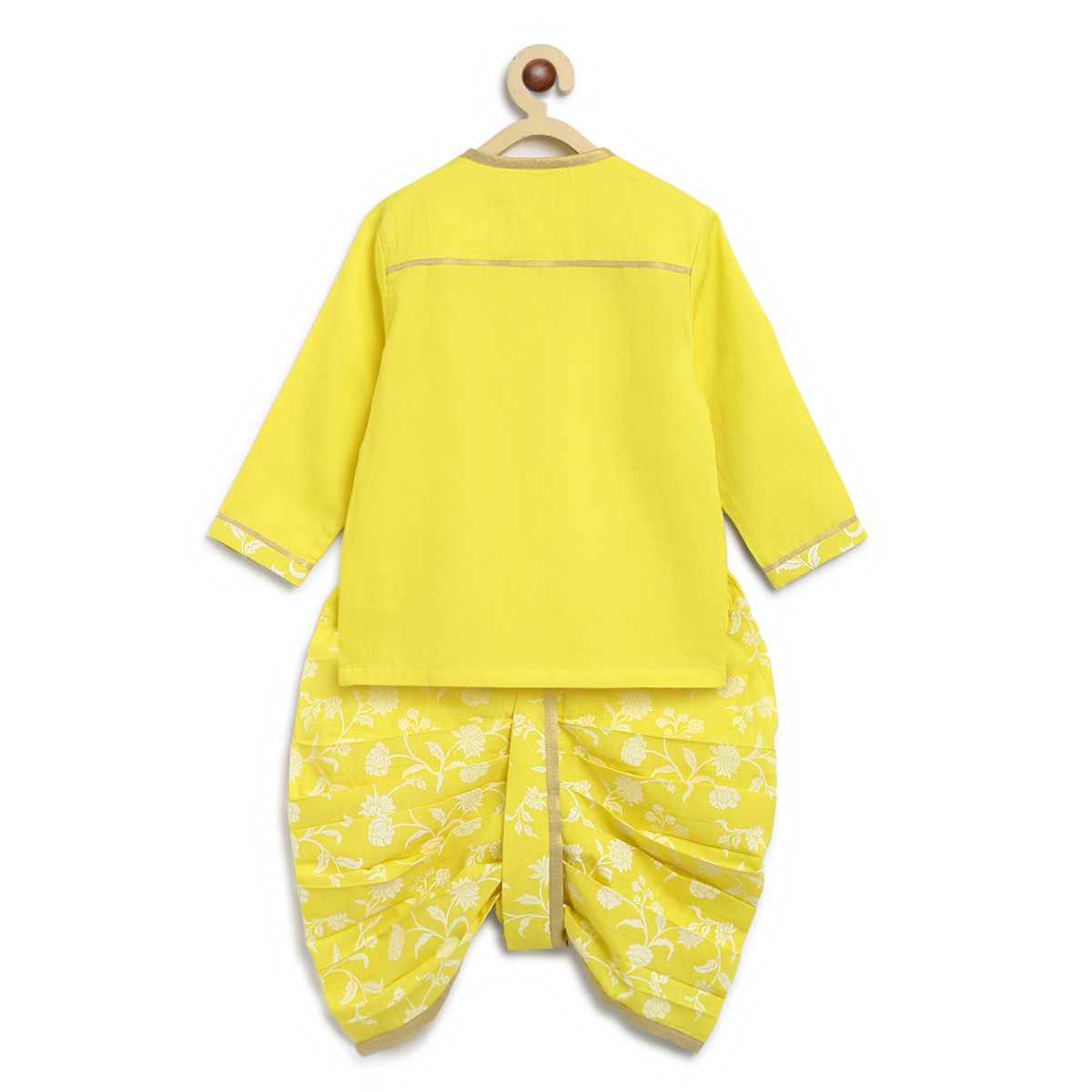 Tiber Taber Baby Sadabahar Buti Dhoti Set - Yellow