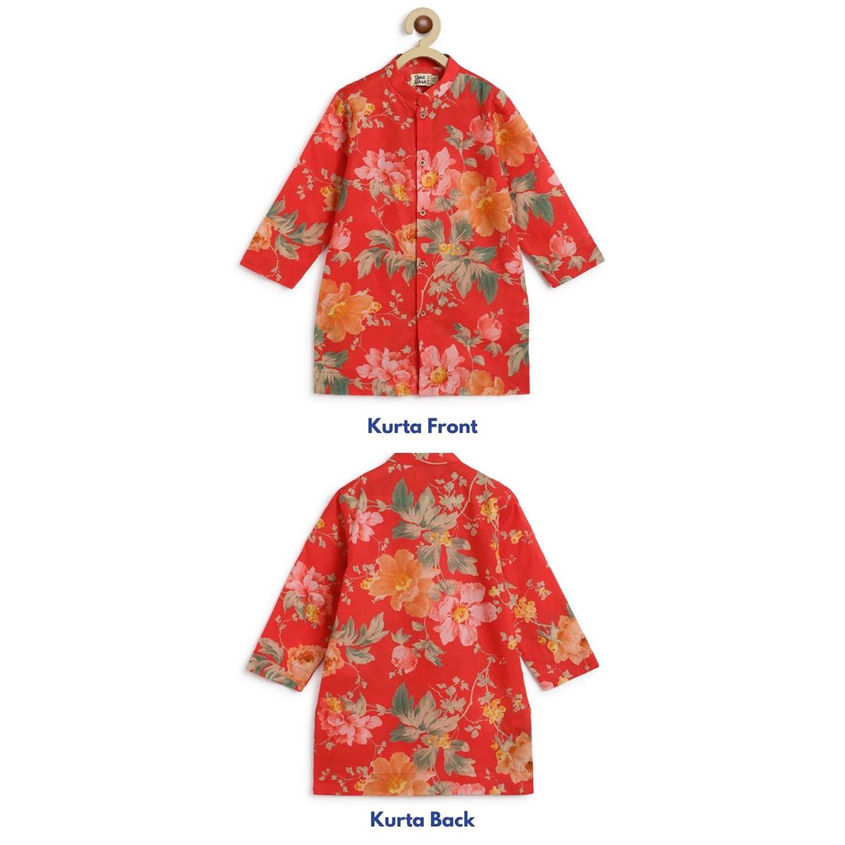 Tiber Taber Blossom Bliss Kurta Pyjama Set - Red