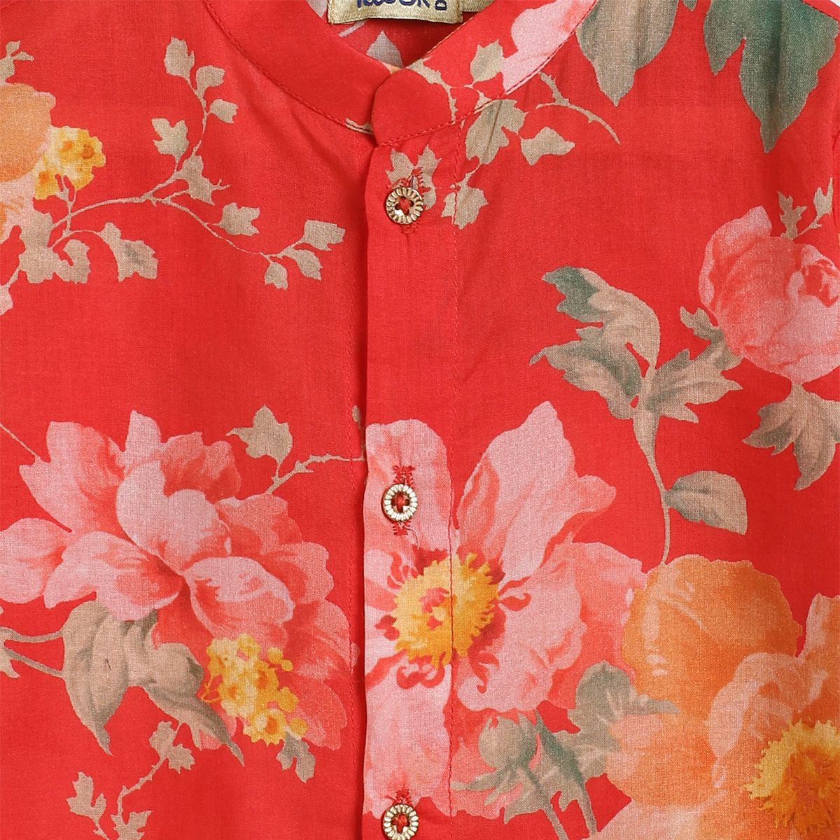 Tiber Taber Blossom Bliss Kurta Pyjama Set - Red
