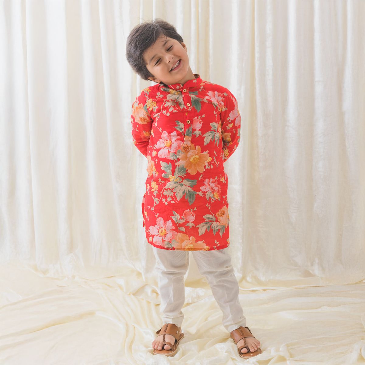 Tiber Taber Budding Hero Kurta Pyjama Set - Red