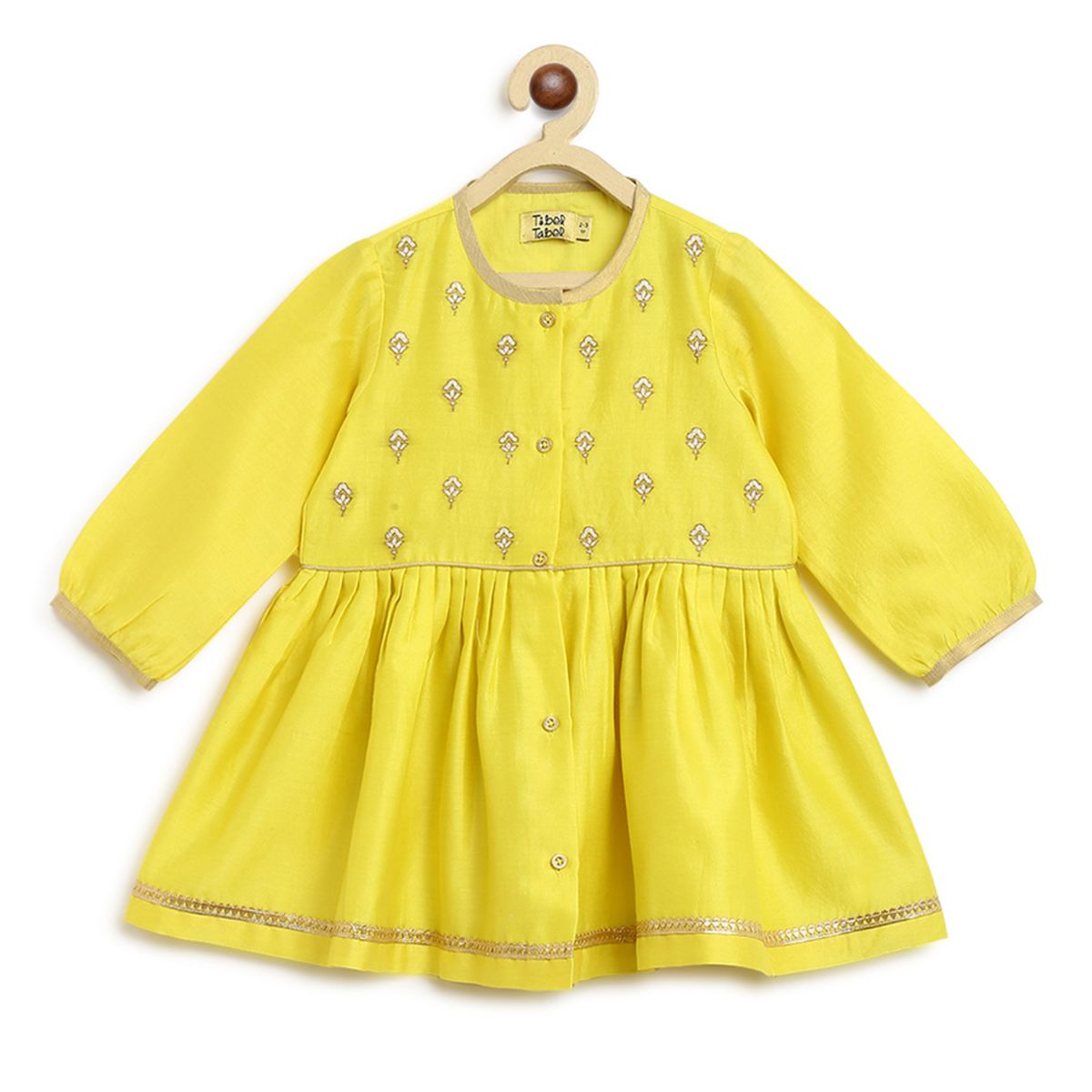 Tiber Taber Sadabahar Silk Suit Set Embroidered - Yellow