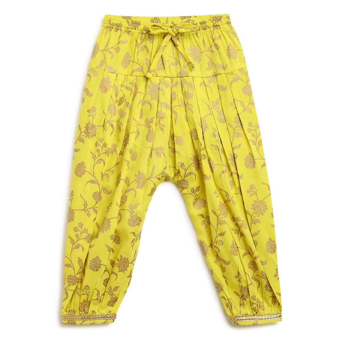 Tiber Taber Sadabahar Silk Suit Set Embroidered - Yellow