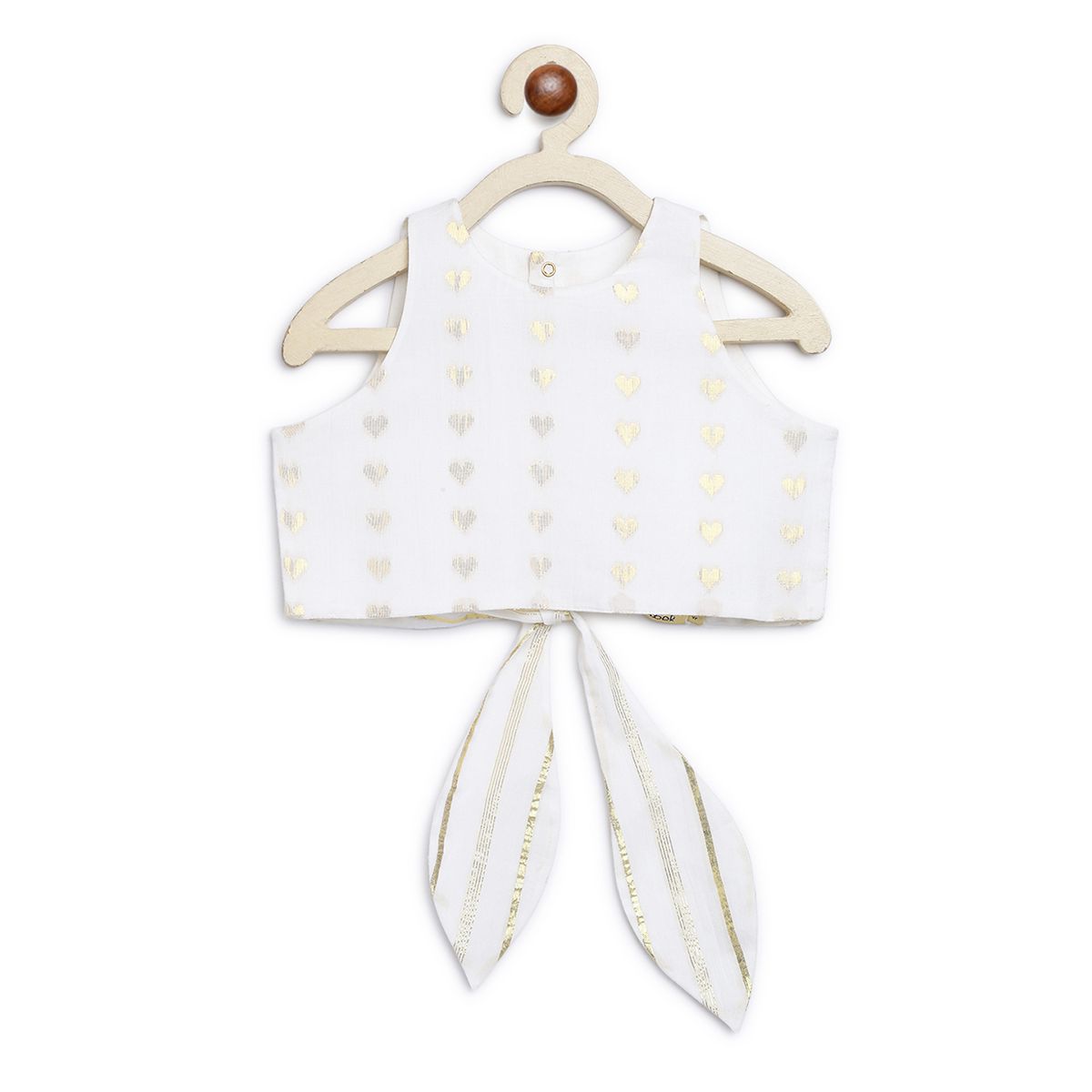 Tiber Taber Girl Golden Hearts Lehenga Choli Set-White