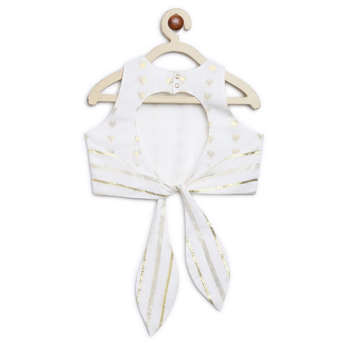 Tiber Taber Girl Golden Hearts Lehenga Choli Set-White