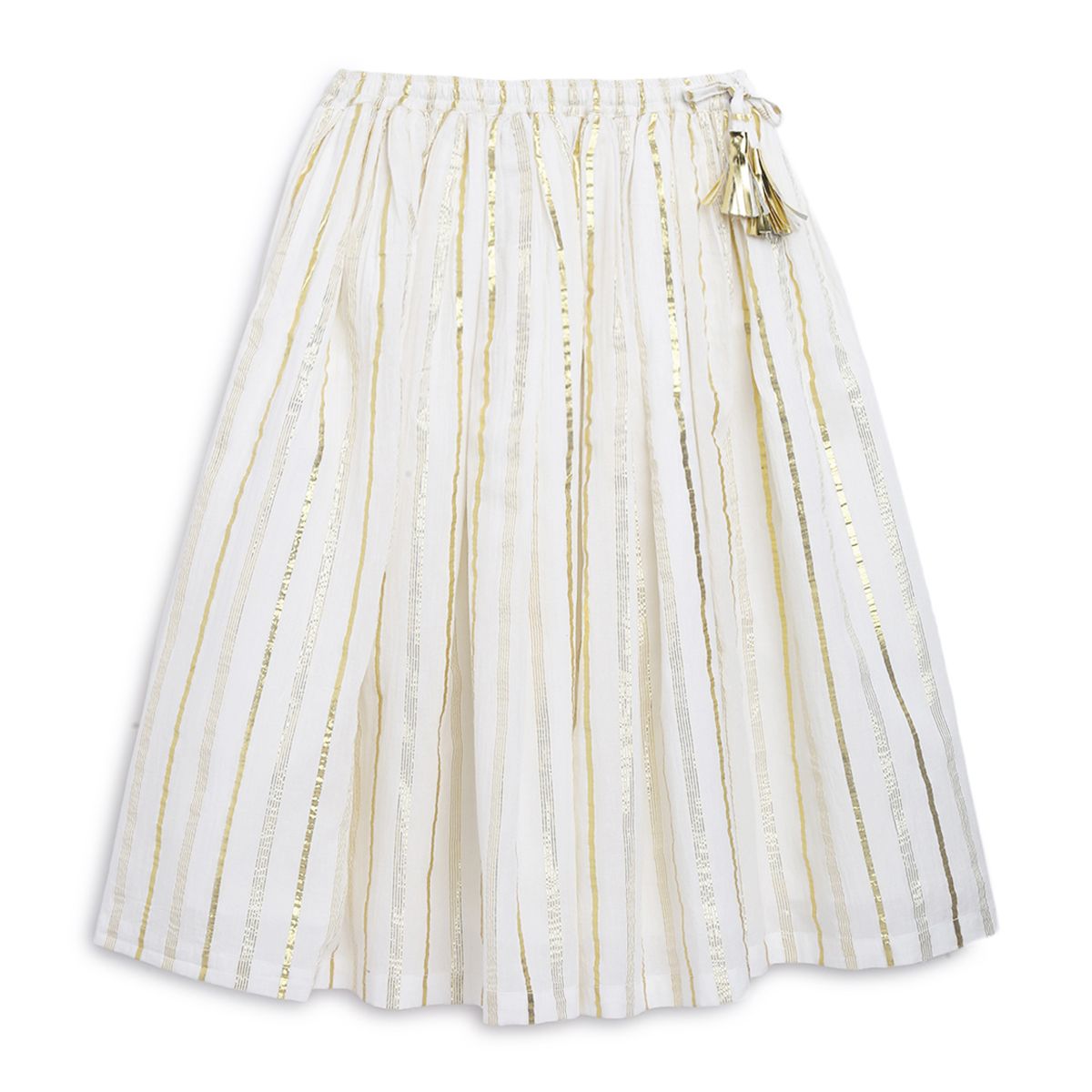 Tiber Taber Girl Golden Hearts Lehenga Choli Set-White