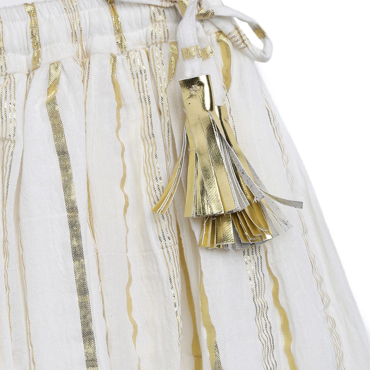 Tiber Taber Girl Golden Hearts Lehenga Choli Set-White