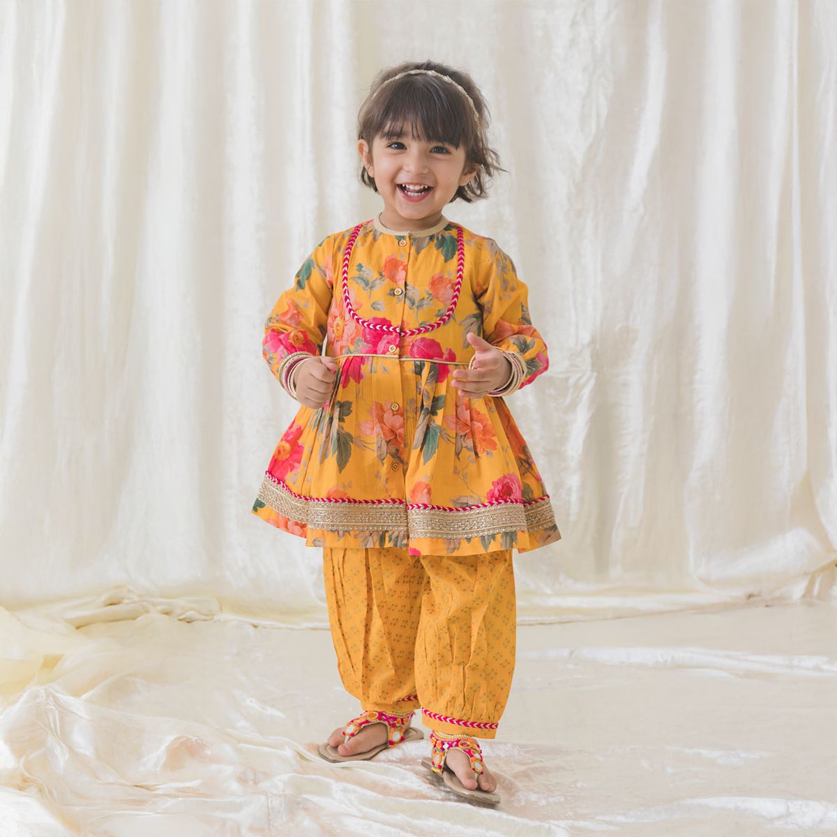 Tiber Taber Garden Bloom Angrakha Set - Yellow