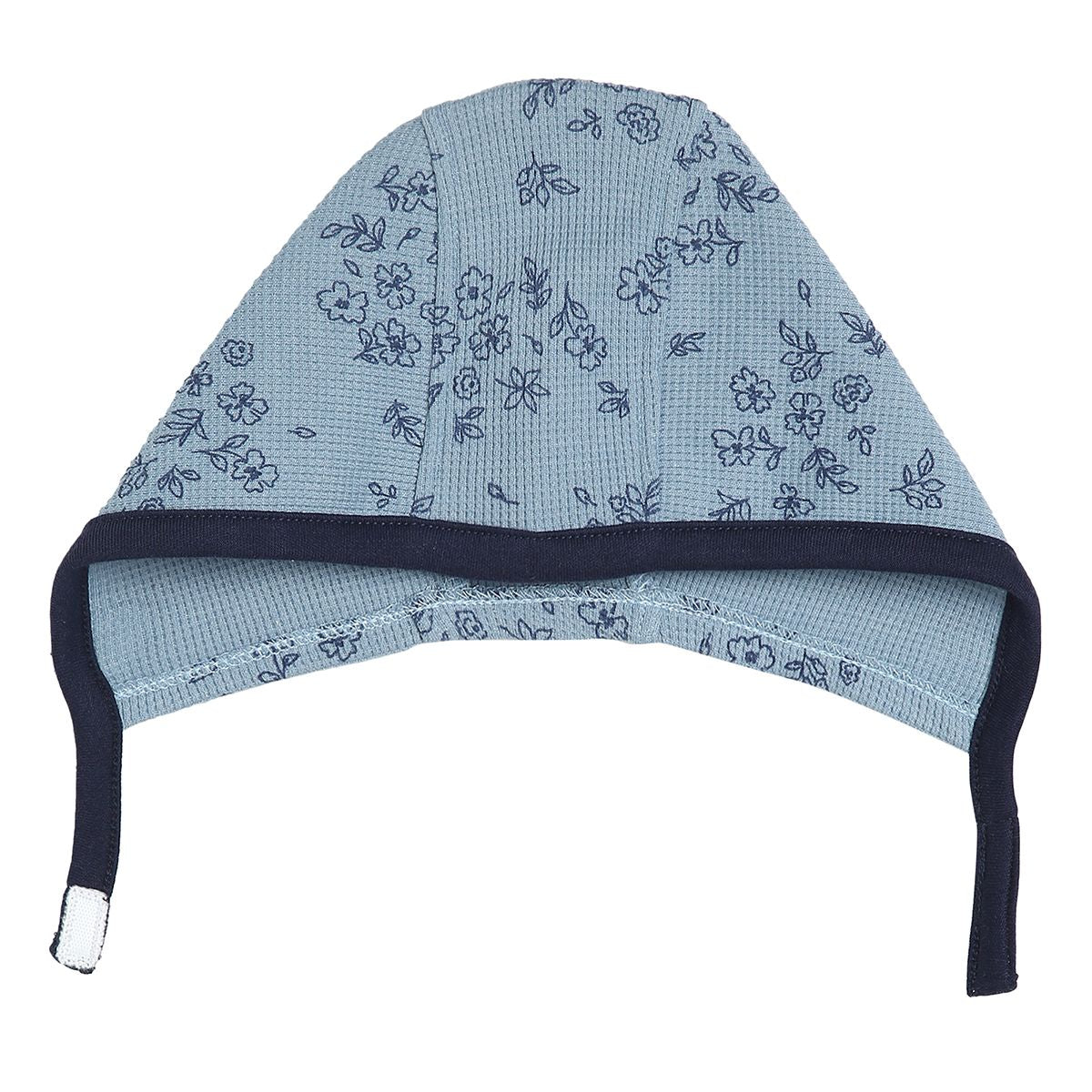 Baby Girls Blue Cotton Floral Printed Tie-Up Cap Pack of 2 Soft and Comfortable Everyday Wear
