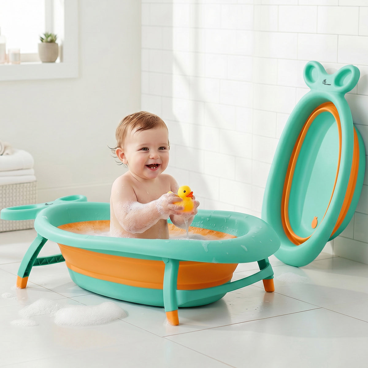 R for Rabbit Bubble Double Finzy Baby Bathtub Green Orange