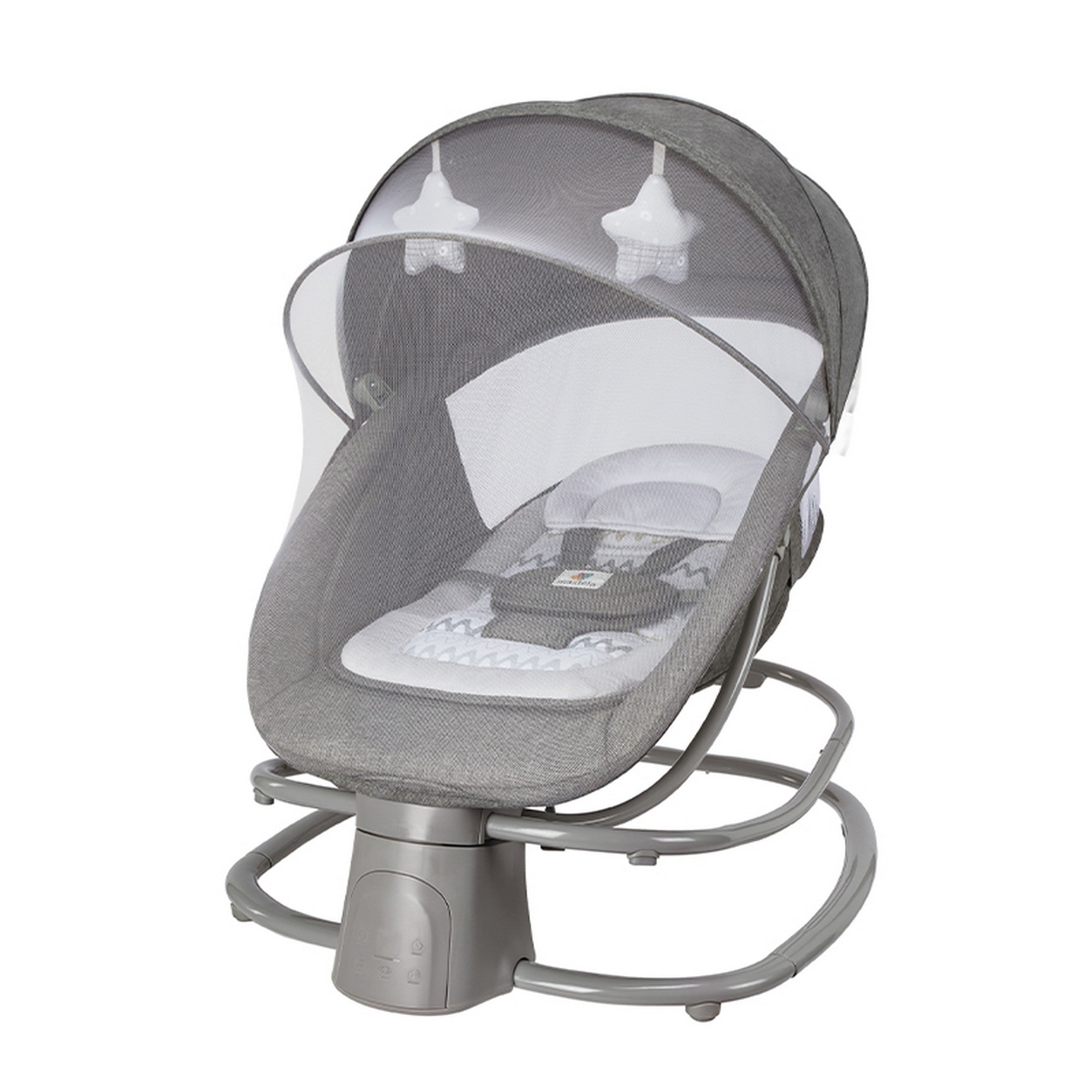Mastela Grey Baby Electric Rocker and Bouncer with Music, Canopy and Mosquito Net for Infants