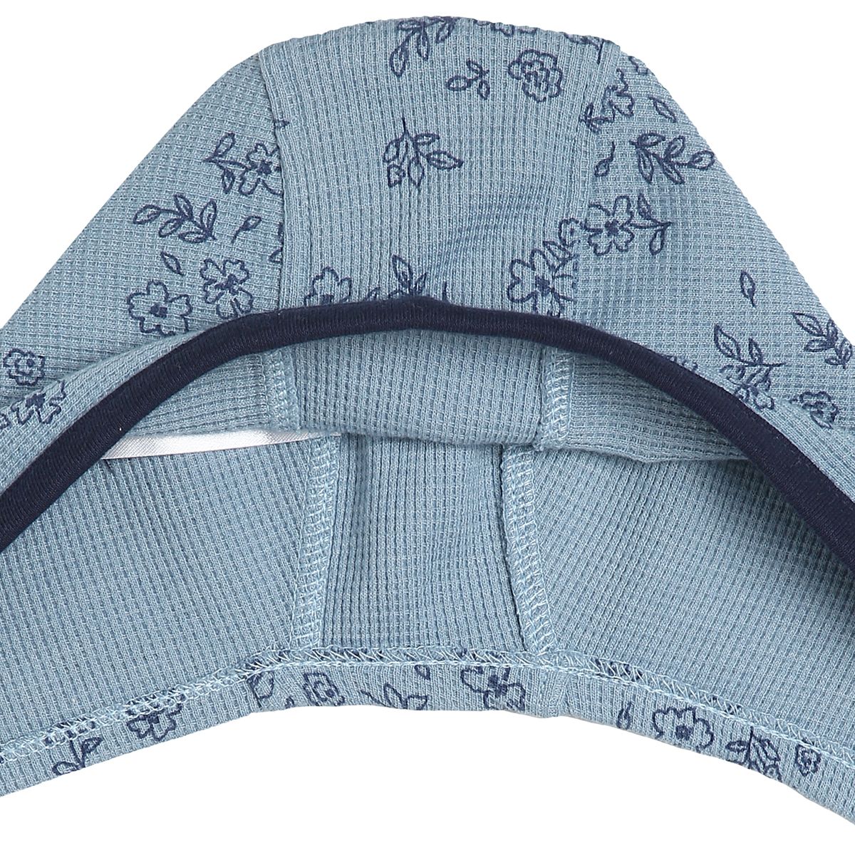 Baby Girls Blue Cotton Floral Printed Tie-Up Cap Pack of 2 Soft and Comfortable Everyday Wear
