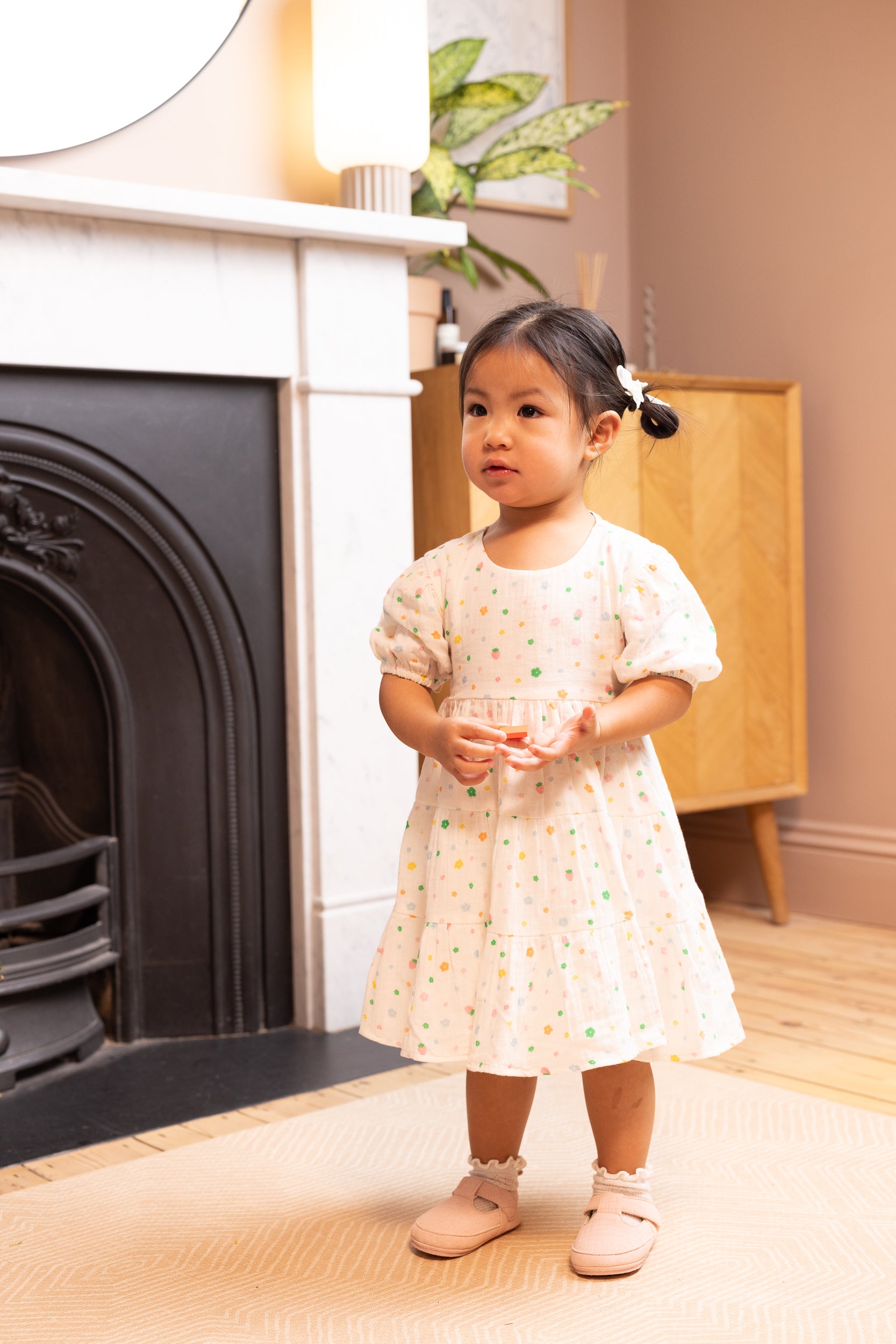 Baby Girls Textured T-Strap Booties, Pink