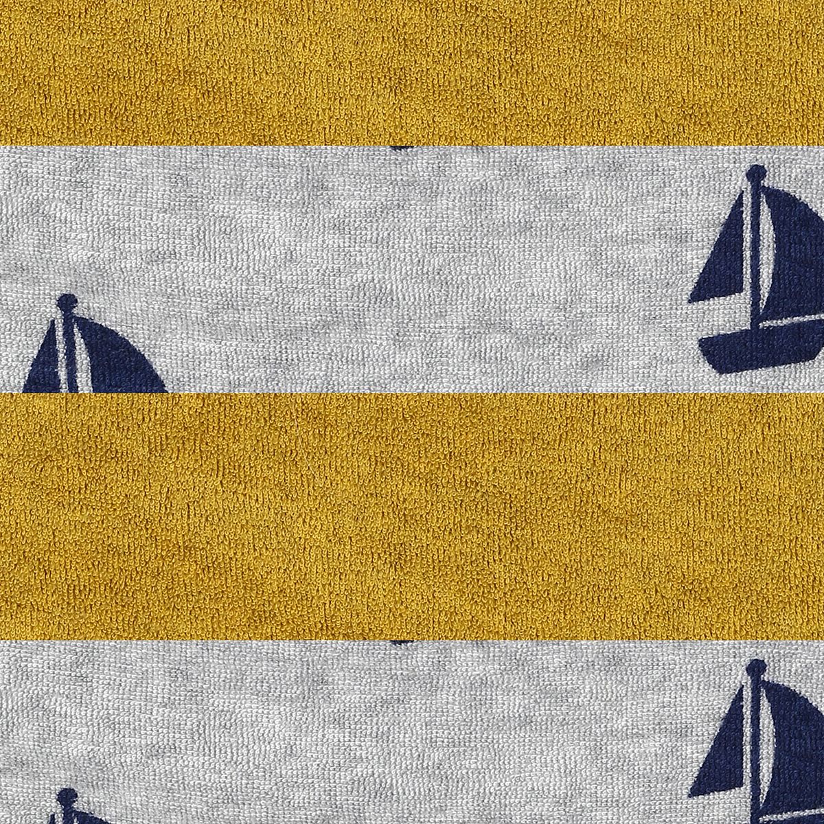 Baby Unisex Mustard and Grey Cotton Washcloths Pack of 4 Solid and Sailboat Printed Bath Essentials
