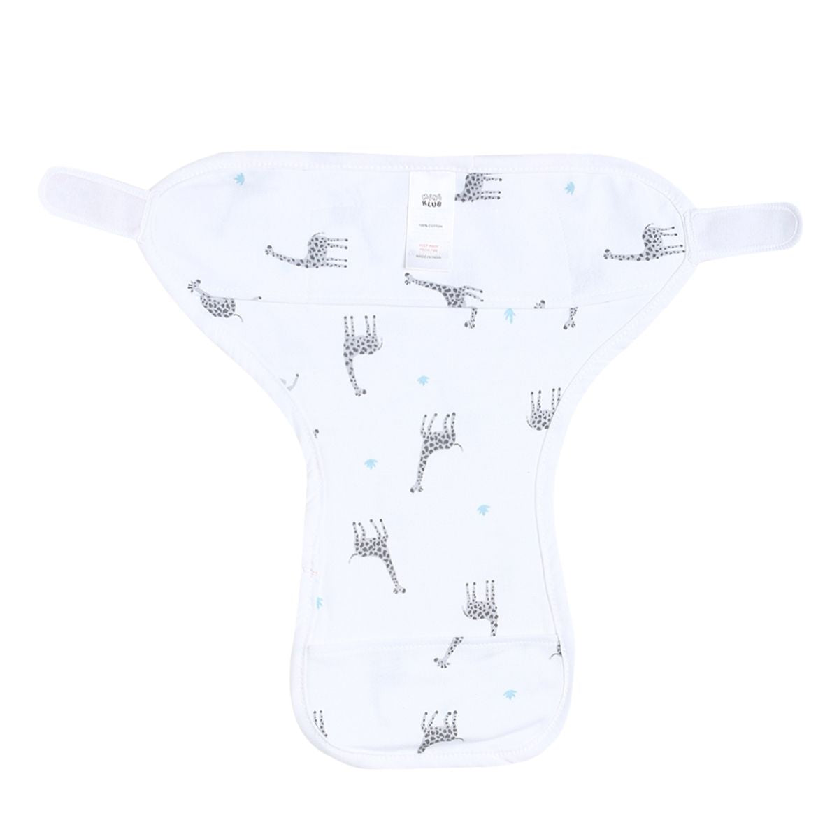 Unisex White Giraffe Print Reusable Cloth Diaper with Inserts