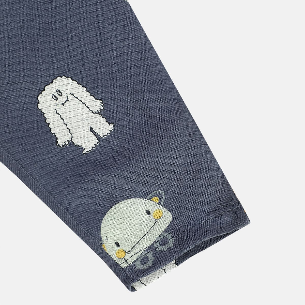 Boys Cotton Pack Of 2 Solid & Cartoon Printed Knit Bottom - Dark Grey & Maroon