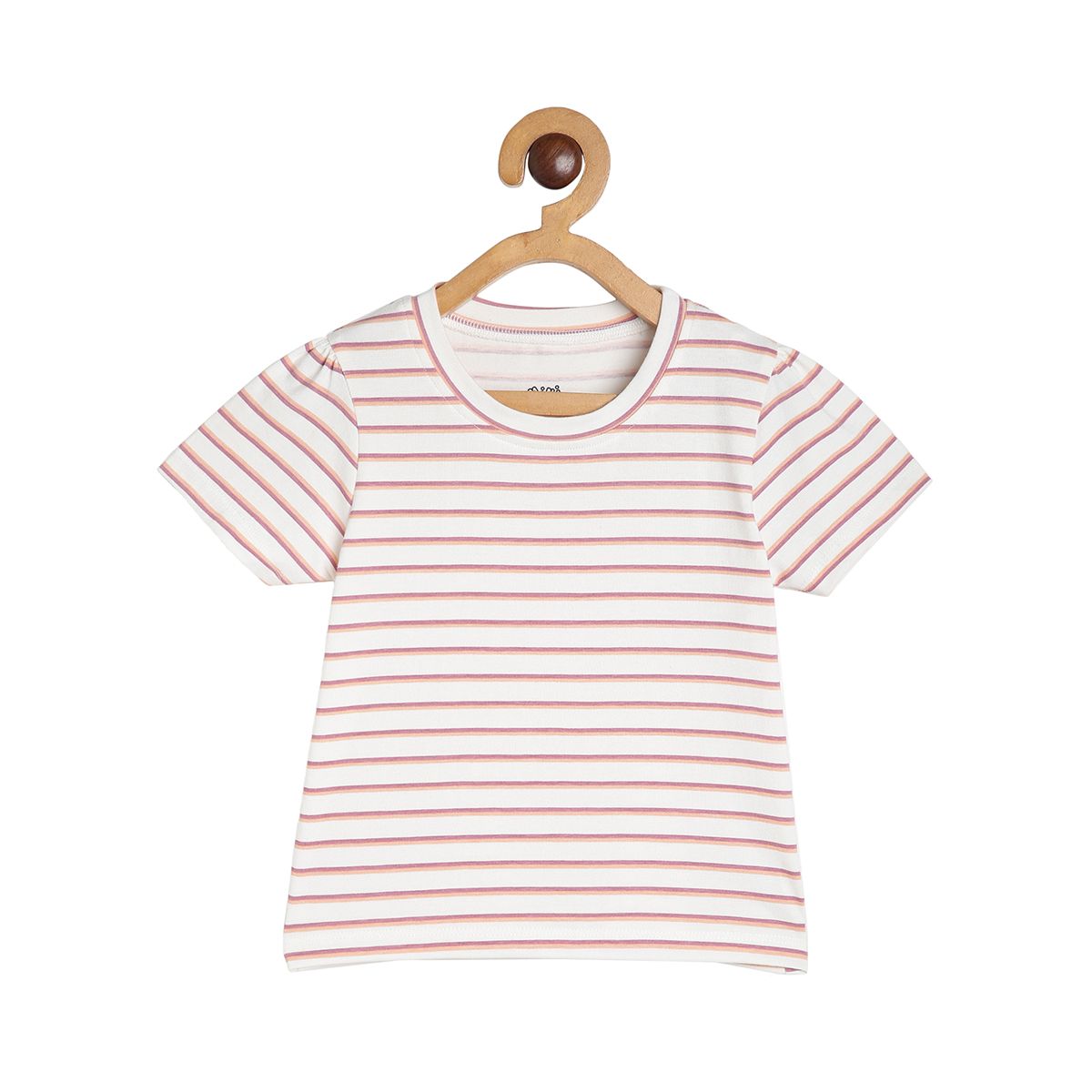 Baby Girls Striped Knit Top, Off White & Pink