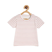 Baby Girls Striped Knit Top, Off White & Pink
