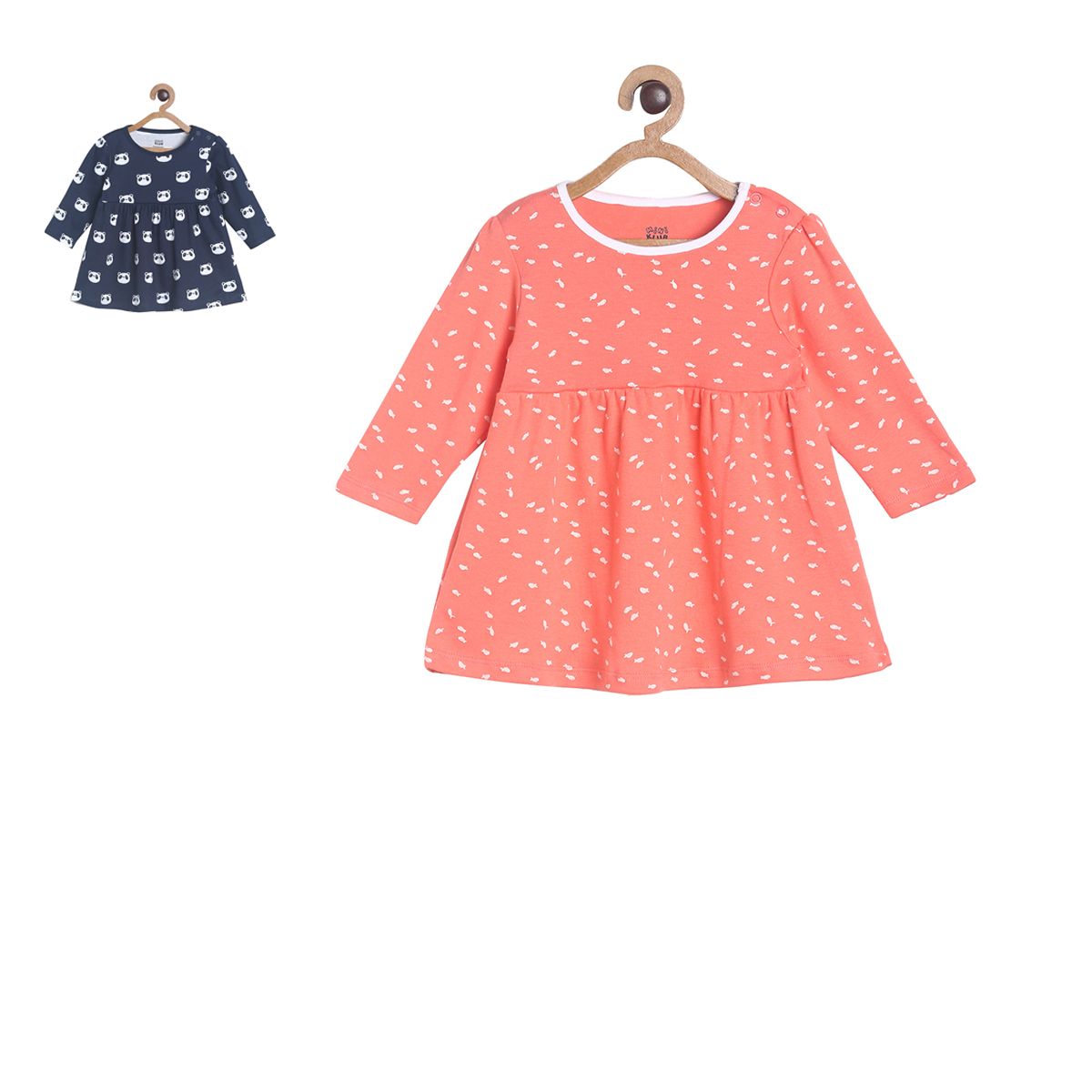 Pack of 2 dress - coral red for 0-3 Months