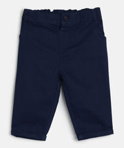 Baby Boys Navy Blue Cotton Twill Capri Pants Regular Fit Casual Bottom Wear