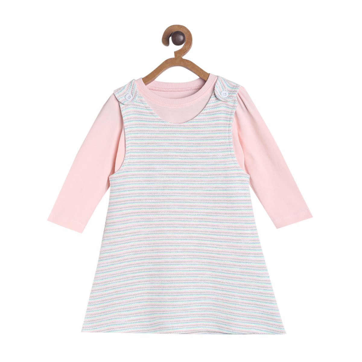 Pack of 2 pinny set - baby pink & light grey for 3-6 Months